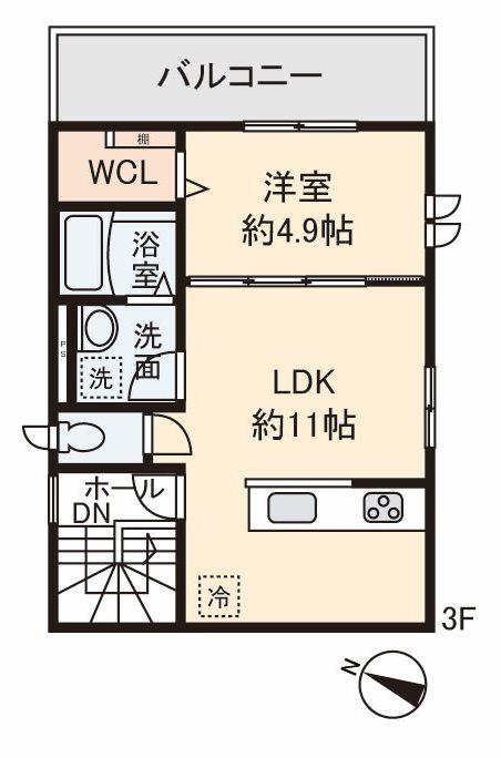 HILO HOUSE(1LDK/3階)の間取り写真