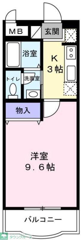 グリーンマンション雅B(1K/3階)の間取り写真