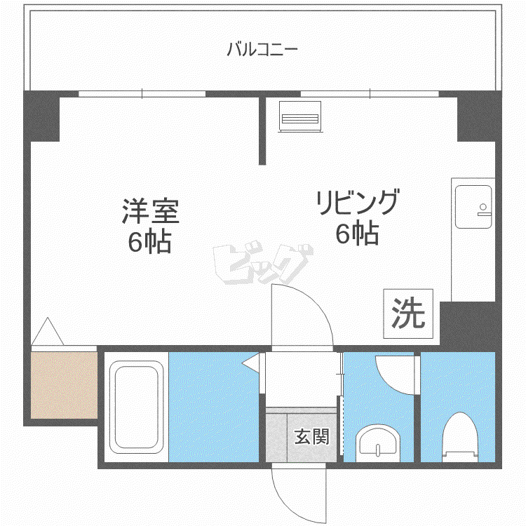 琴似1・6マンション(1DK/3階)の間取り写真