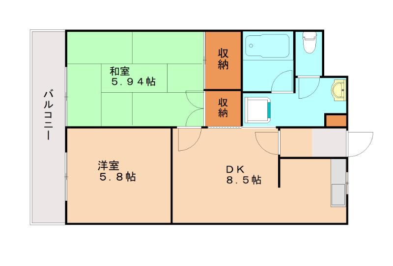 エクシード菊入(2DK/3階)の間取り写真