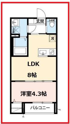 アールエイチアヤセ(1LDK/1階)の間取り写真