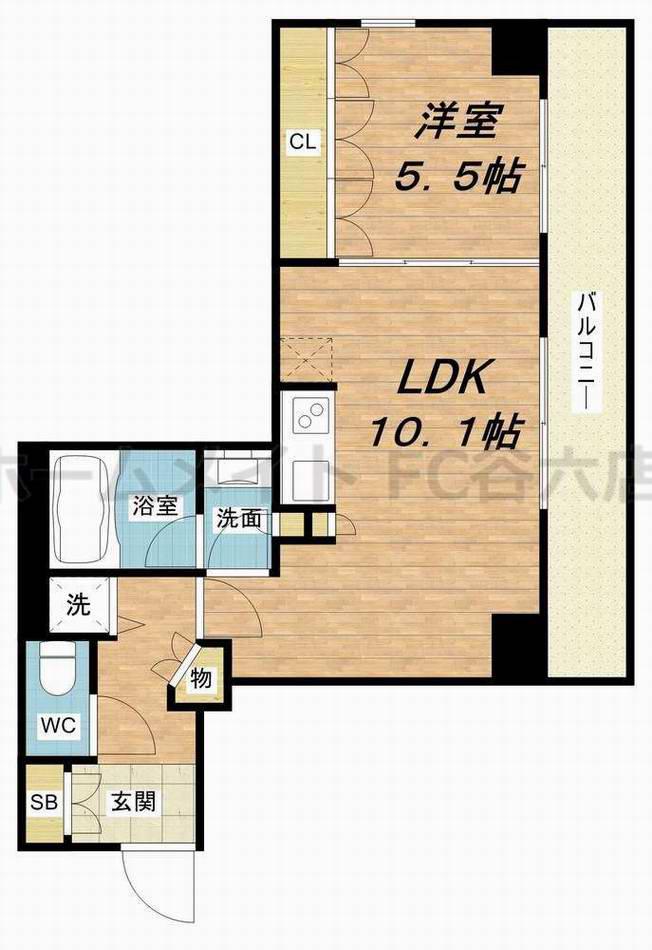アップルタワー大阪谷町(1LDK/6階)の間取り写真