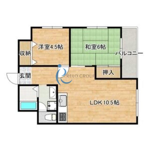 ブルーシャトー(2LDK/5階)の間取り写真