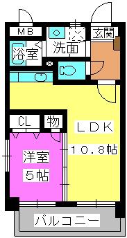 ラフィーネ・ルージュ(1LDK/2階)の間取り写真