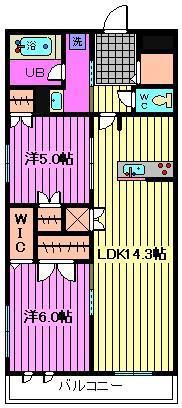 ジャンヴィエ・ルナ(2LDK/2階)の間取り写真