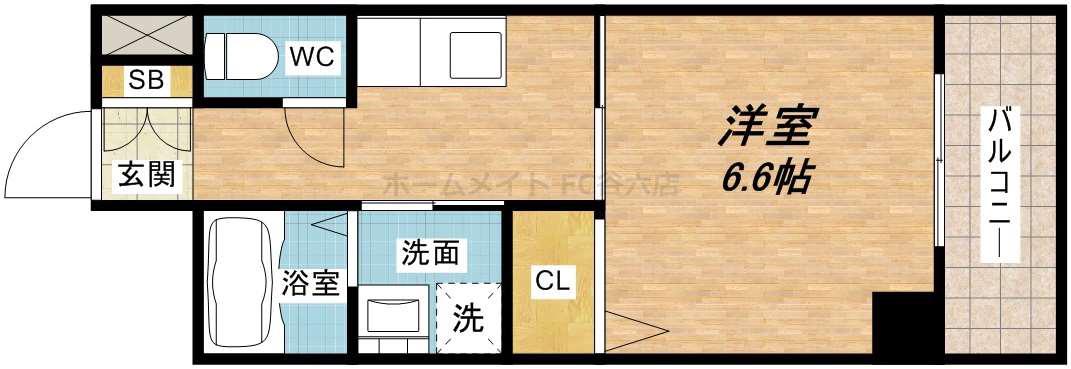 ロジュマン農人橋(1K/3階)の間取り写真