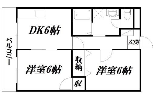 アゼリア(2DK/2階)の間取り写真