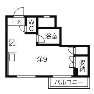 クラークハイツ(1DK/4階)の間取り写真