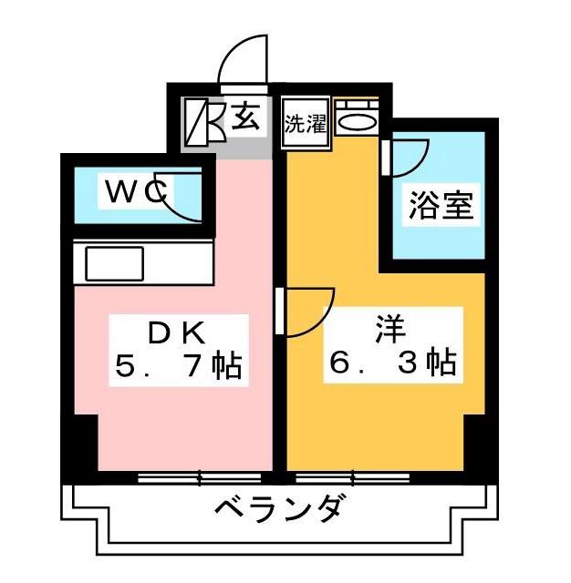 アネックス府中(1DK/5階)の間取り写真