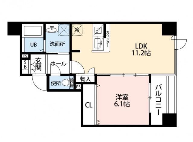 ベリーノ中央通(1LDK/4階)の間取り写真