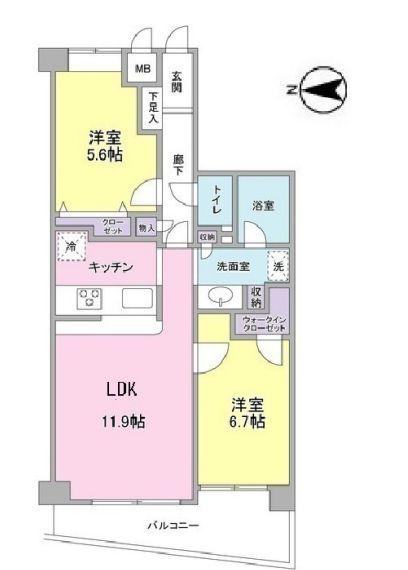 シルフィード南平台B(2LDK/2階)の間取り写真