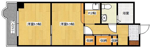 ブリアンローズ上幟(2K/2階)の間取り写真