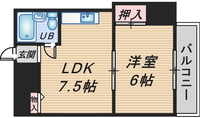 ニューライン曽根(1LDK/4階)の間取り写真