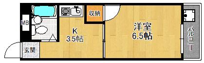 コンフォート南塚口PART1(1K/2階)の間取り写真
