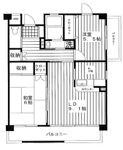 リヴァージュ ユイット神奈川(2LDK/6階)の間取り写真