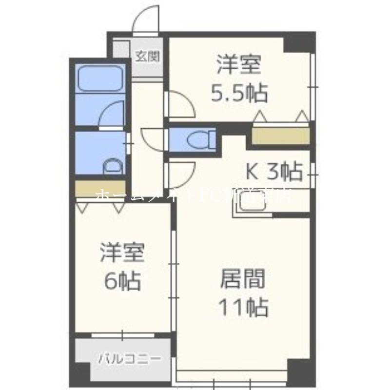 ノヴァシャトン(2LDK/7階)の間取り写真