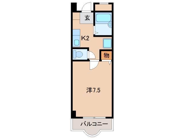 グランメール三葛(1K/2階)の間取り写真