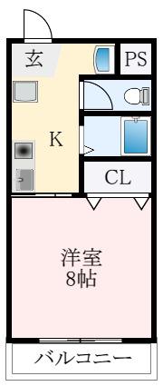 クリスタルマンション(1K/3階)の間取り写真