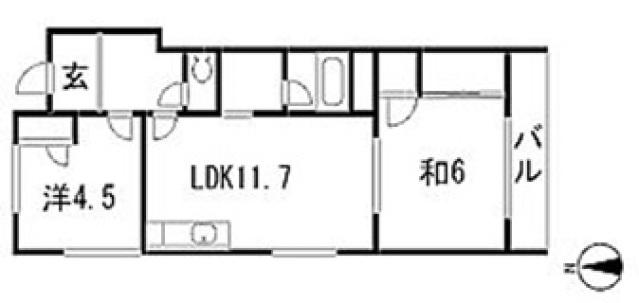 ラポール原田(2LDK/4階)の間取り写真