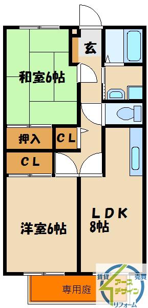 プランドールMITANI(2LDK/1階)の間取り写真