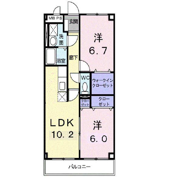 FCCハイムII(2LDK/3階)の間取り写真