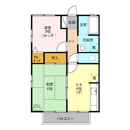 クレールK(2DK/2階)の間取り写真