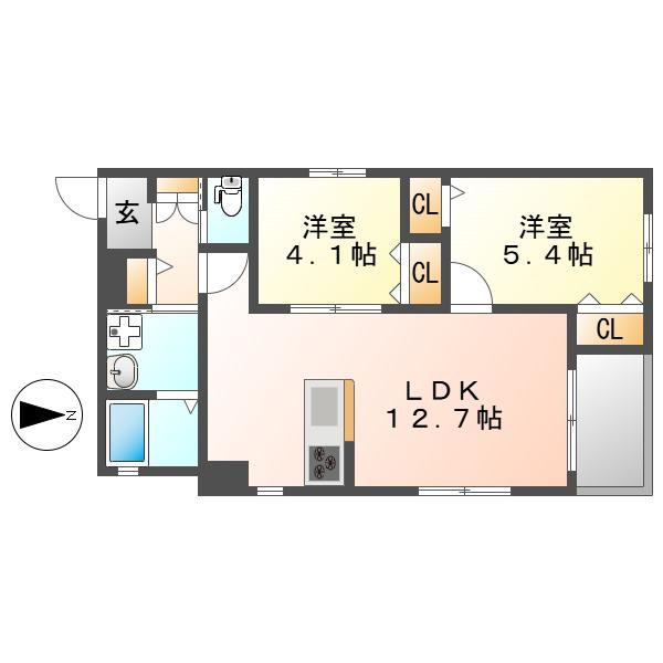 プレシャス新栄(2LDK/4階)の間取り写真
