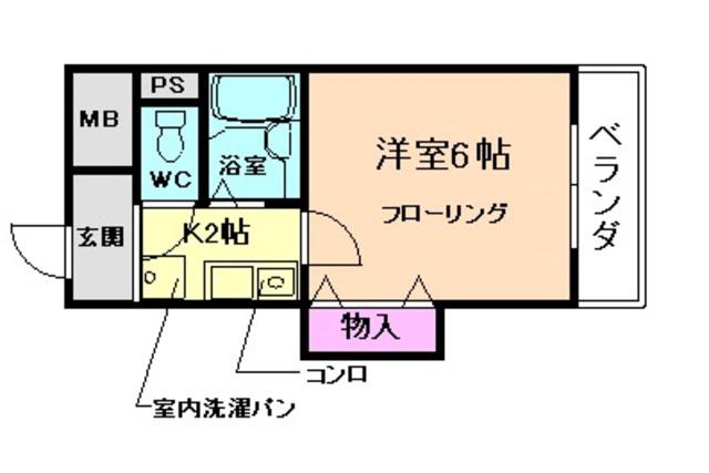 マンションスギヤマ(1K/2階)の間取り写真