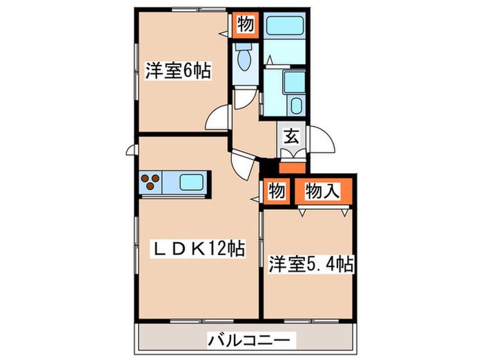 アマポーラ西生田(2LDK/2階)の間取り写真