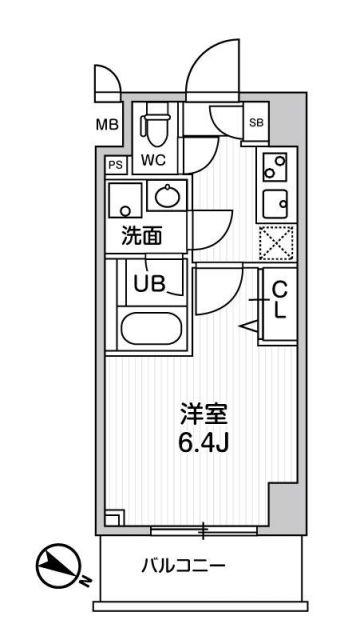 ALTERNA横濱阪東橋(1K/3階)の間取り写真