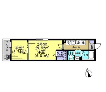 ワイア―ル新松戸(2K/1階)の間取り写真
