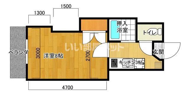 グランデ長町(1K/3階)の間取り写真