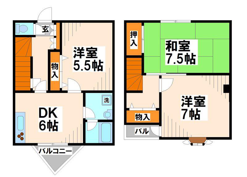 T&Kハウス(3DK/2階)の間取り写真