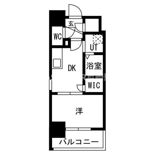 ワールドアイ大阪ウエスト GATE(1DK/7階)の間取り写真