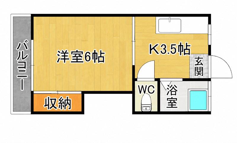 シャトー青山(1K/2階)の間取り写真