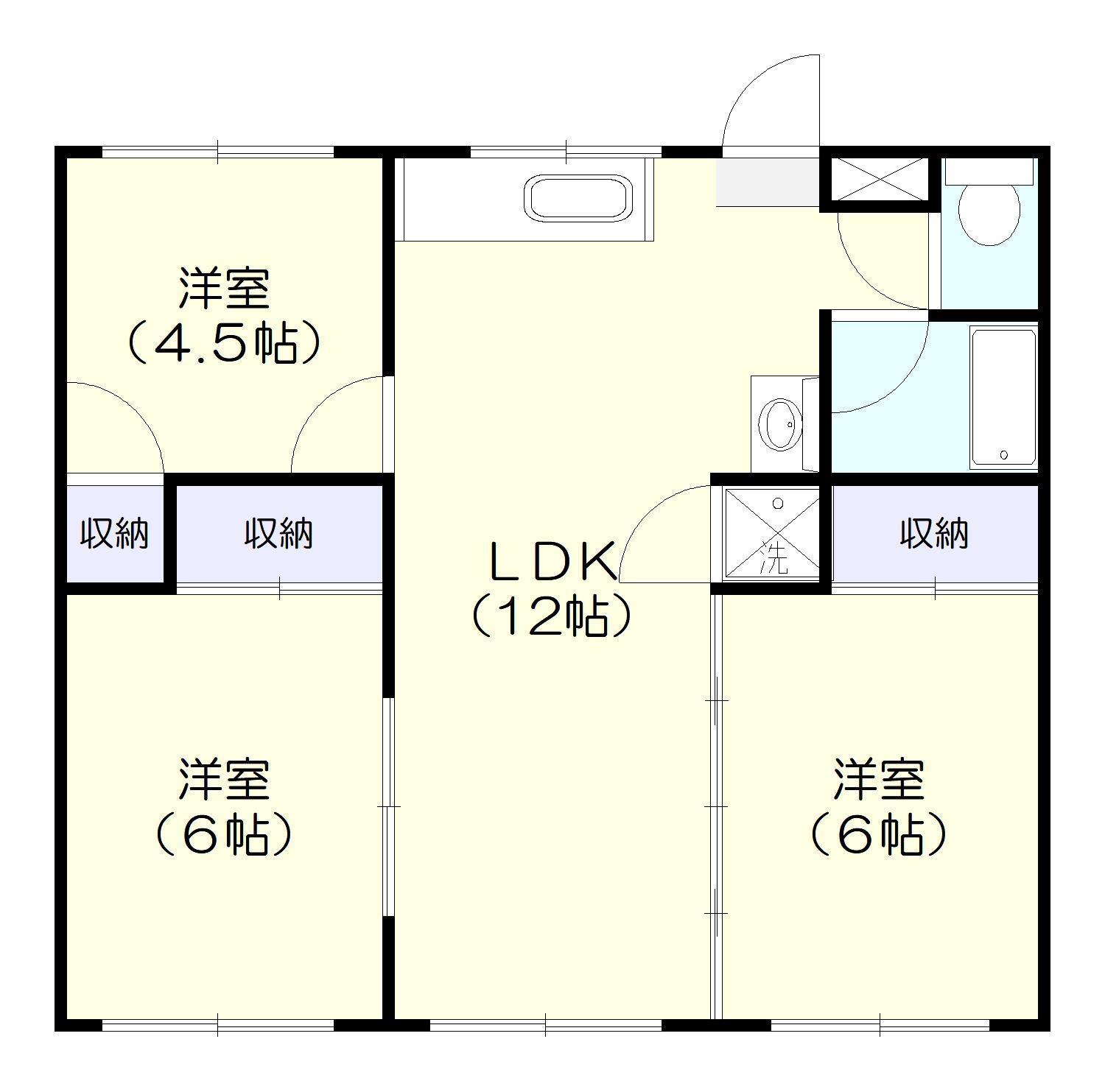 サンライフ21シラヒゲ(3LDK/1階)の間取り写真