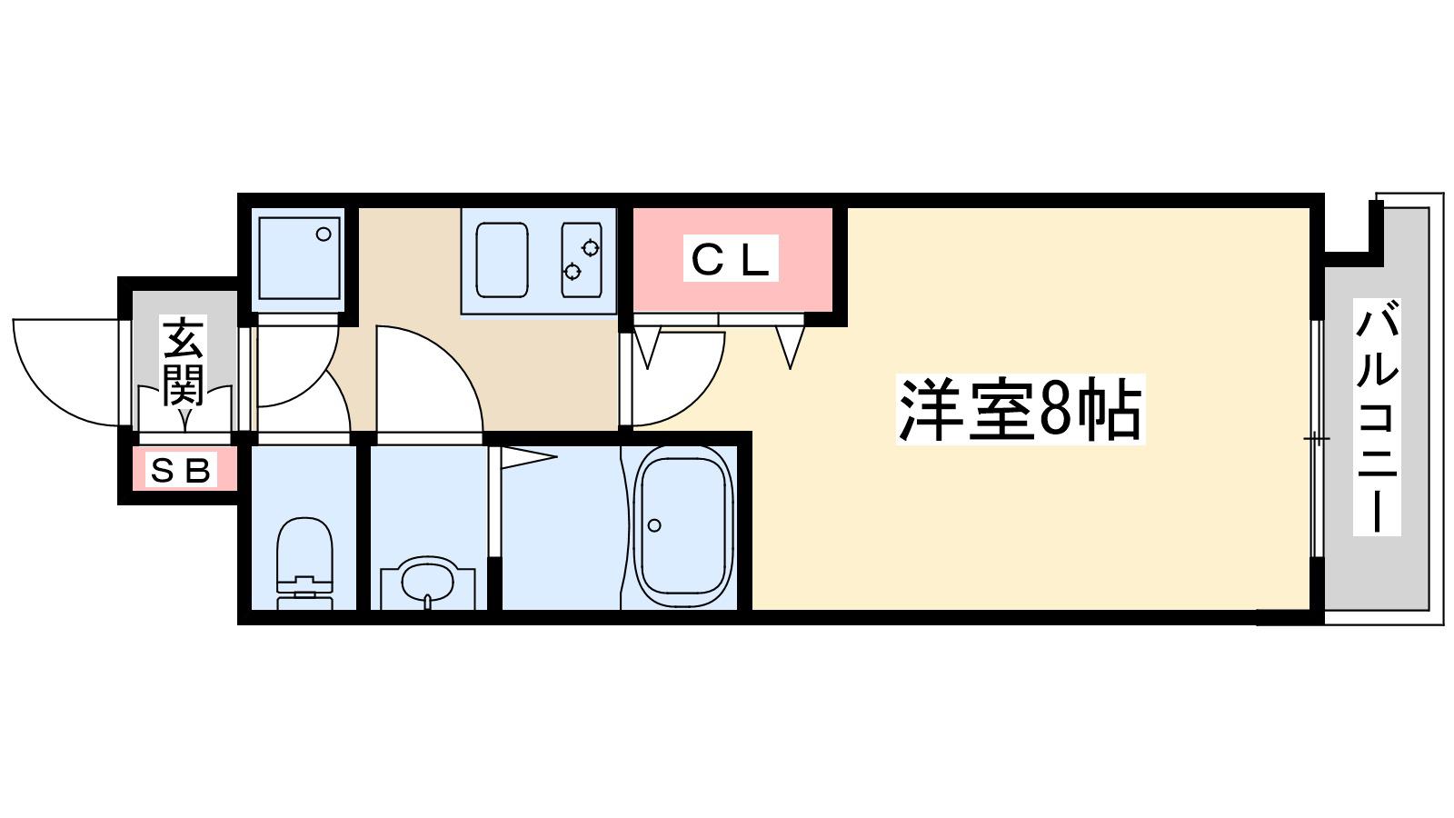 セレニテ江坂ミラク(1K/8階)の間取り写真