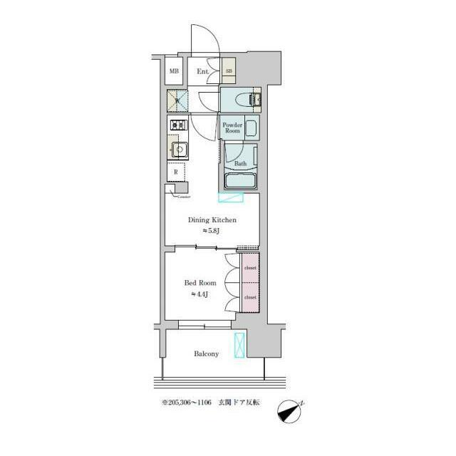 BRILLIA IST 大井町 部屋番号406(1DK/4階)の間取り写真