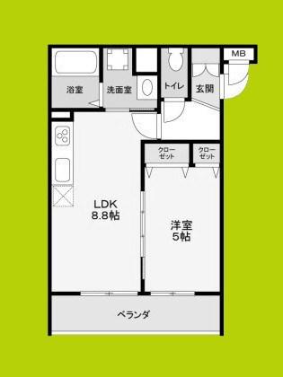 CASA CALMA上野口(1LDK/3階)の間取り写真