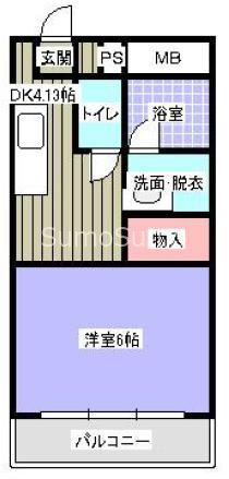 ファミール錦水(1DK/1階)の間取り写真
