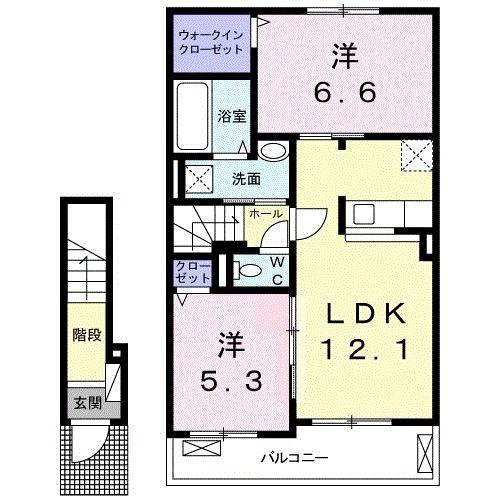 アーバングレイスVIII(2LDK/2階)の間取り写真