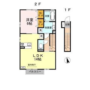 ルークス(1LDK/2階)の間取り写真