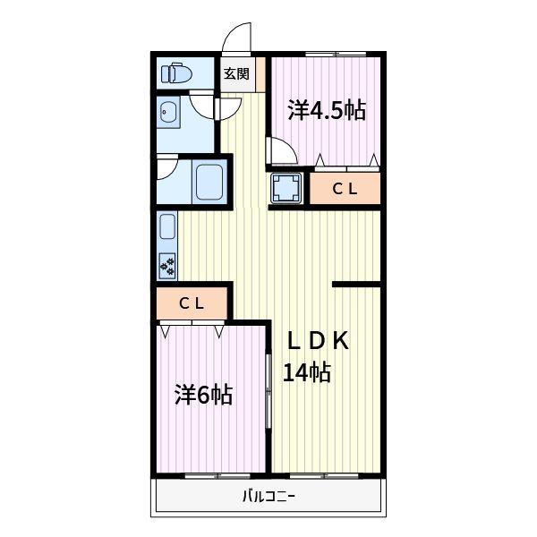 第3須賀ハイツ(2LDK/3階)の間取り写真
