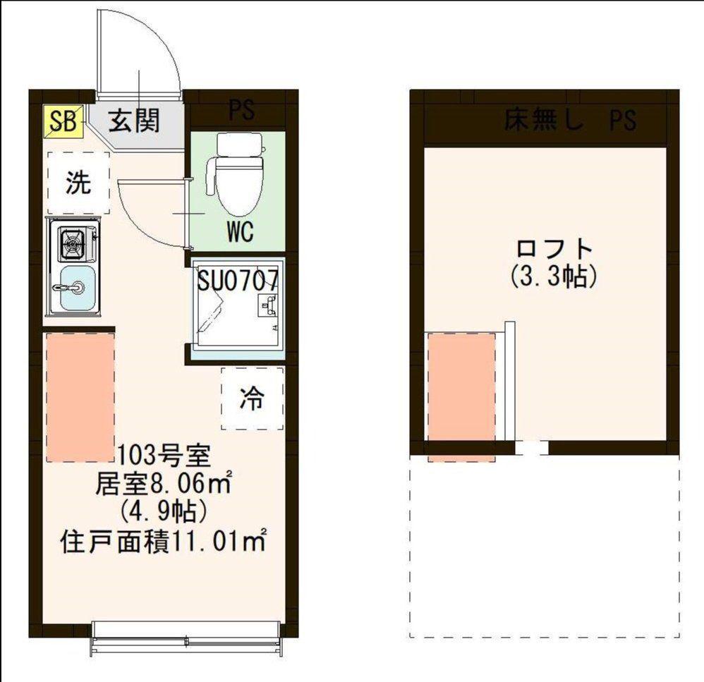 エンリッチ西蒲田(ワンルーム/1階)の間取り写真