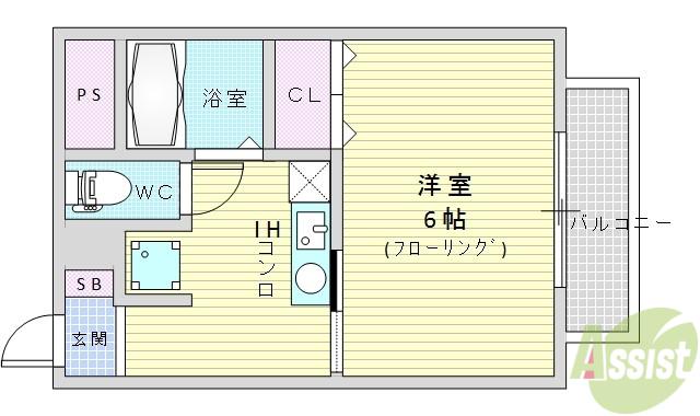 コムズハウス千里中央2(1K/1階)の間取り写真