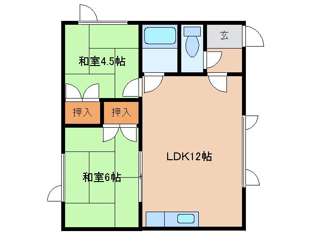 吉田ハイツ(2LDK/2階)の間取り写真