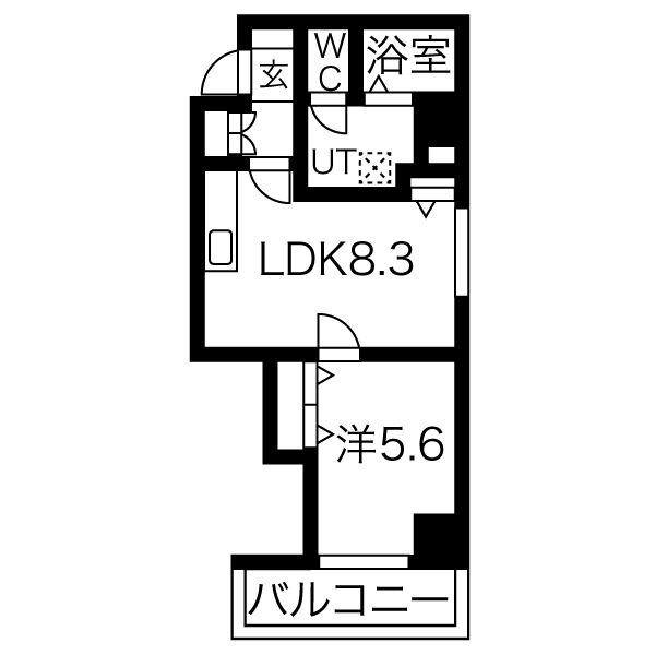 ブルースカイ北20(1LDK/8階)の間取り写真