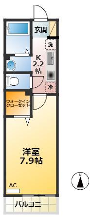 ベレンヘーナS・I(1K/2階)の間取り写真