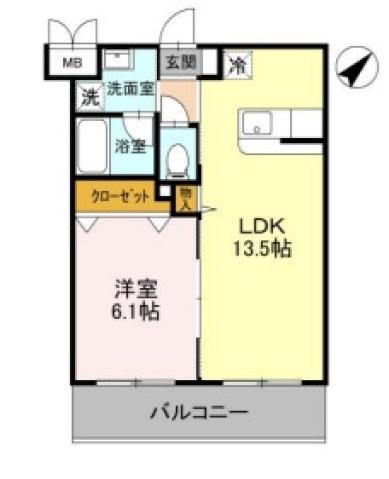 リラッサーレII 302(1LDK/3階)の間取り写真