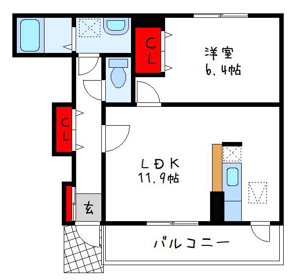 メゾン ド ルネ(1LDK/1階)の間取り写真